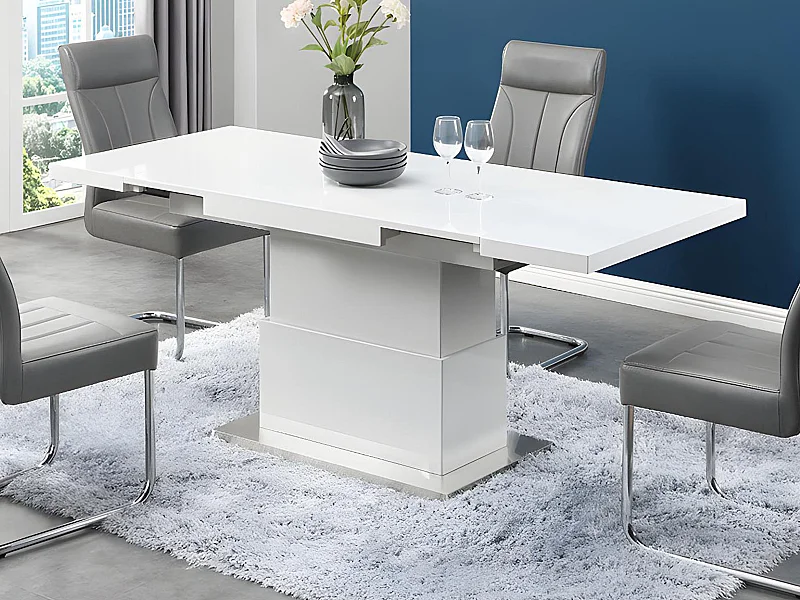 Salontafel LAURIA - 2 in 1 - Verhoogbaar en uittrekbaar - Gelakt mdf - Wit