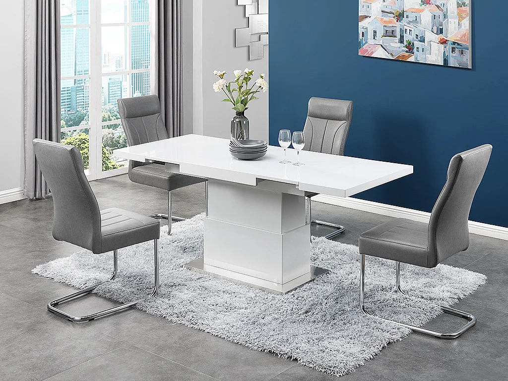 Table extensible et relevable LAURIA - 2 en 1 - MDF laqué - Blanc