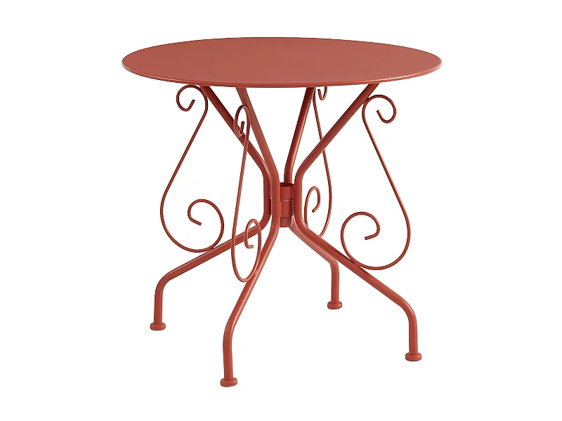 Mesa de jardín de metal estilo hierro forjado - Terracota - GUERMANTES