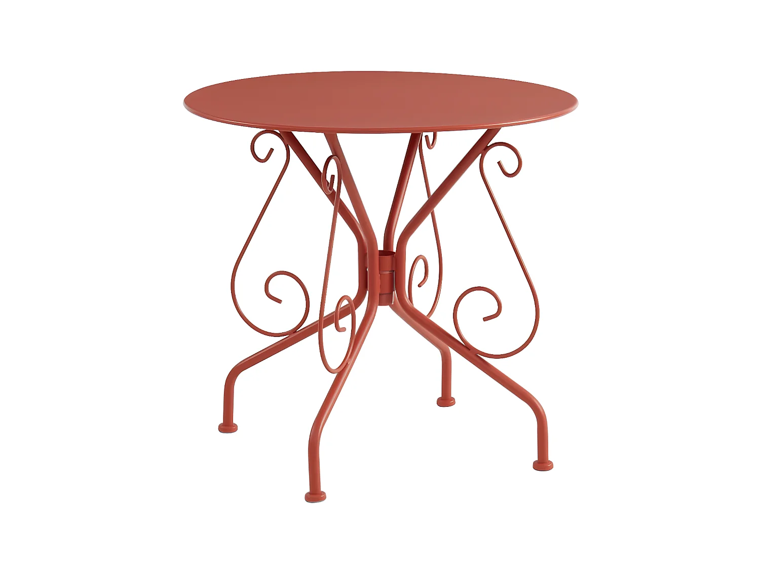 Table de jardin D.80 cm en métal façon fer forgé  - Terracotta - GUERMANTES de MYLIA