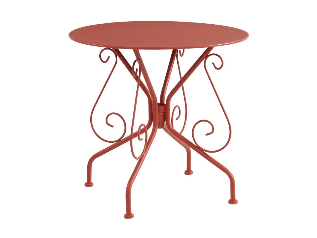 Stół ogrodowy z metalu w stylu kutego żelaza – kolor terracotta  - GUERMANTES