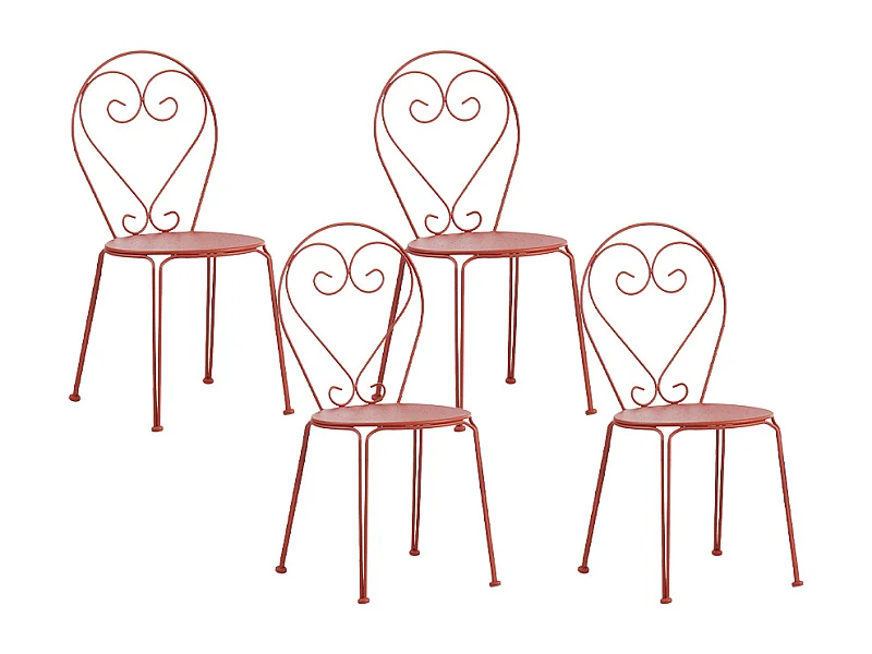 Lotto di 4 sedie in metallo effetto ferro battuto GUERMANTES - Colore Terracotta