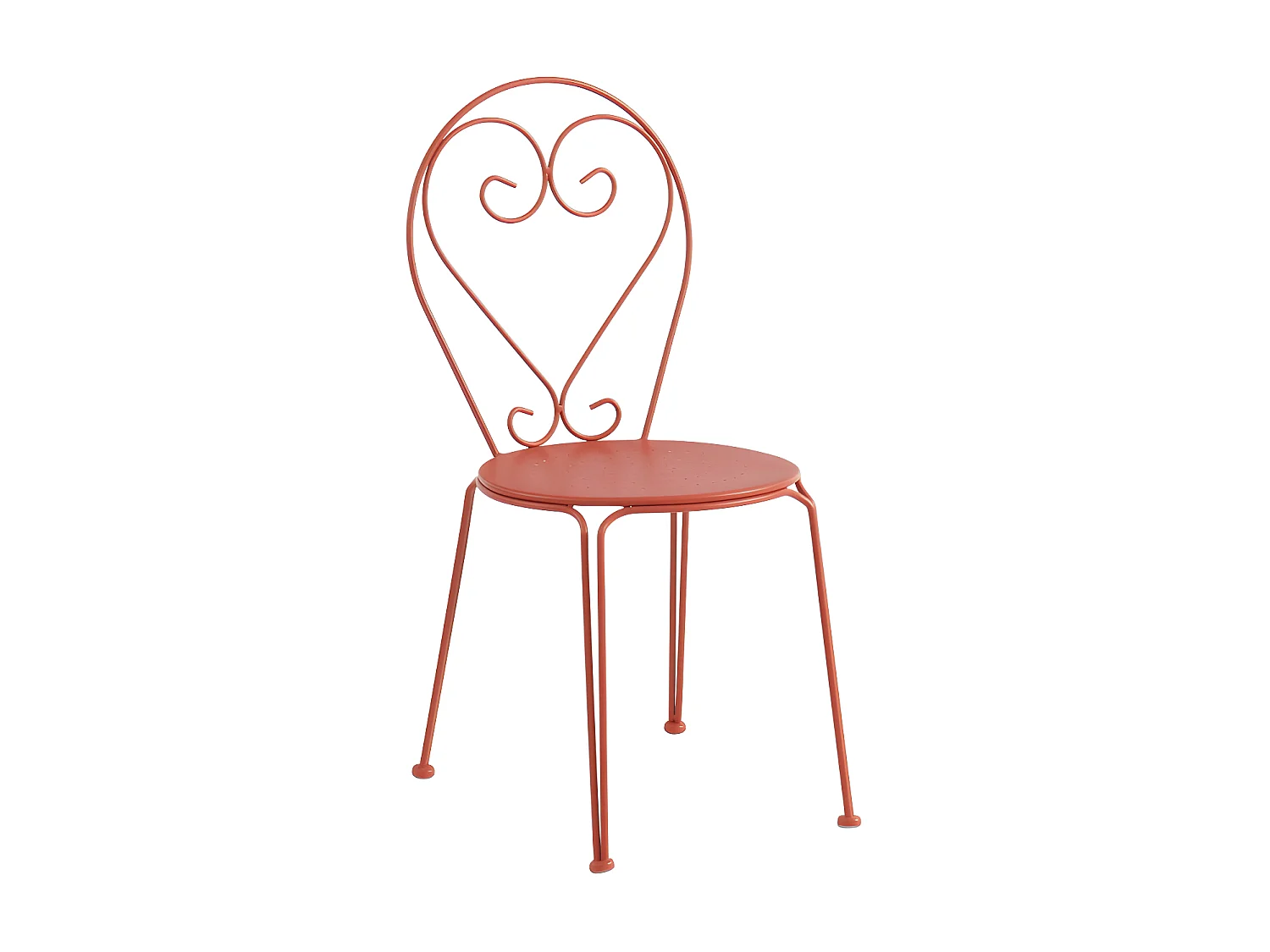 Lot de 4 chaises de jardin empilables en métal façon fer forgé  - Terracotta - GUERMANTES de MYLIA