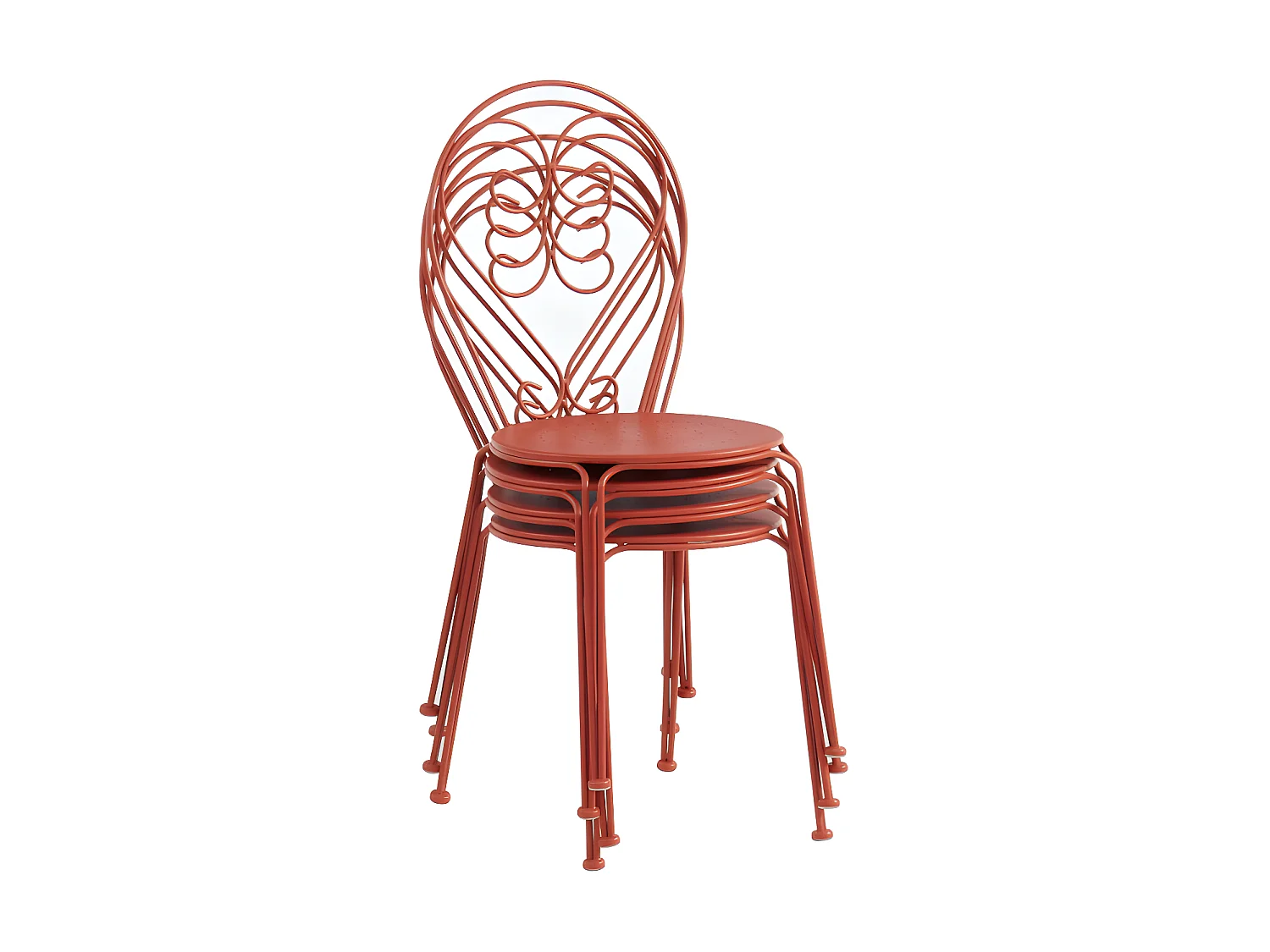 Lot de 4 chaises de jardin empilables en métal façon fer forgé  - Terracotta - GUERMANTES de MYLIA