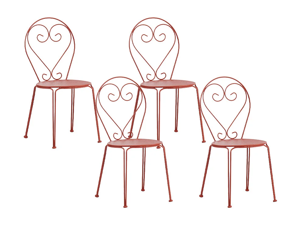 Lot de 4 chaises de jardin empilables en métal façon fer forgé  - Terracotta - GUERMANTES de MYLIA