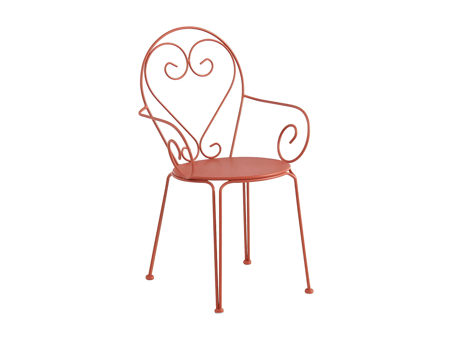 Set van 4 metalen tuinstoelen met smeedijzereffectt met armleuningen - terracotta - GUERMANTES