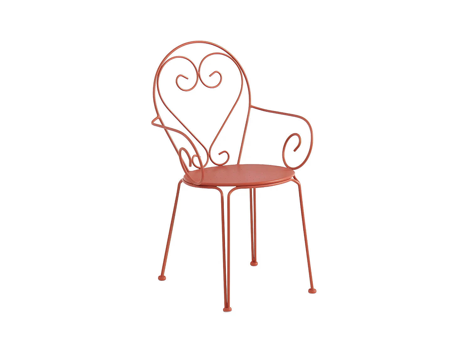 Sett med 4 stablebar hagekrakker i metall med smijernsaktig stil - Terracotta - GUERMANTES fra MYLIA
