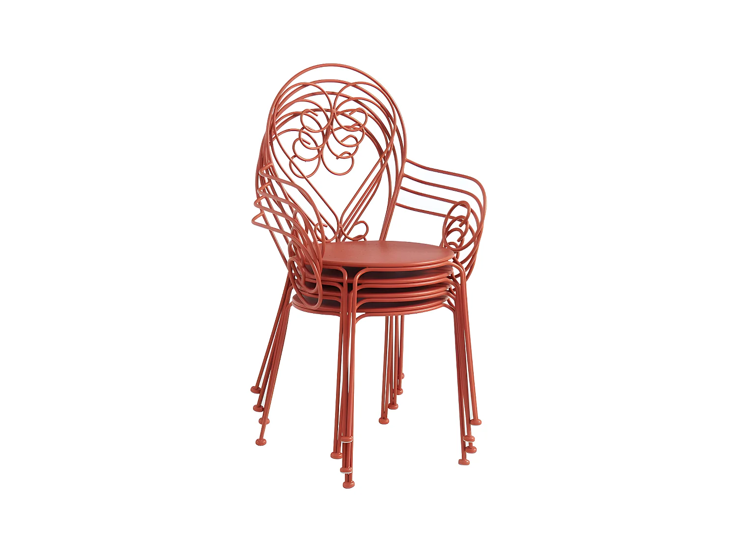 Sett med 4 stablebar hagekrakker i metall med smijernsaktig stil - Terracotta - GUERMANTES fra MYLIA