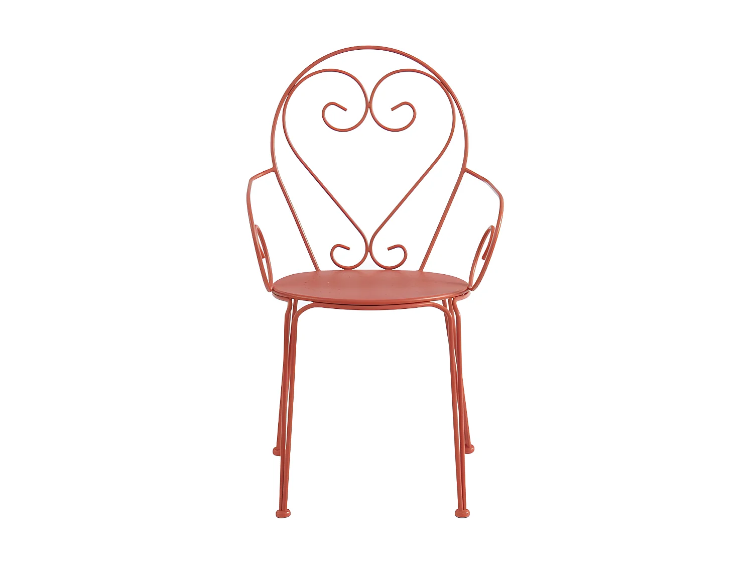 Lot de 4 fauteuils de jardin empilables en métal façon fer forgé  - Terracotta - GUERMANTES de MYLIA