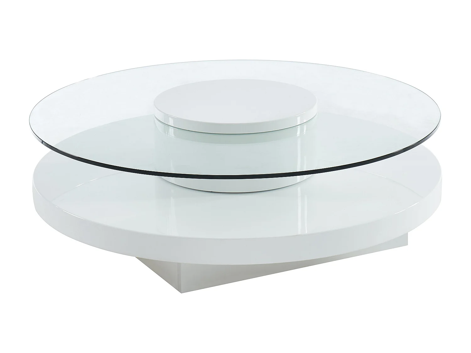 Table Basse Ronde Moderne Avec Plateau En Verre Trempé Et Pieds En Bois - Design Rustique, Stable, Idéale Pour Petits Espaces (Gris)