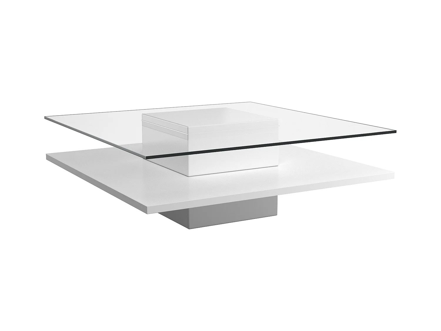 Mesa de centro ISANIA - Cristal templado y MDF blanco