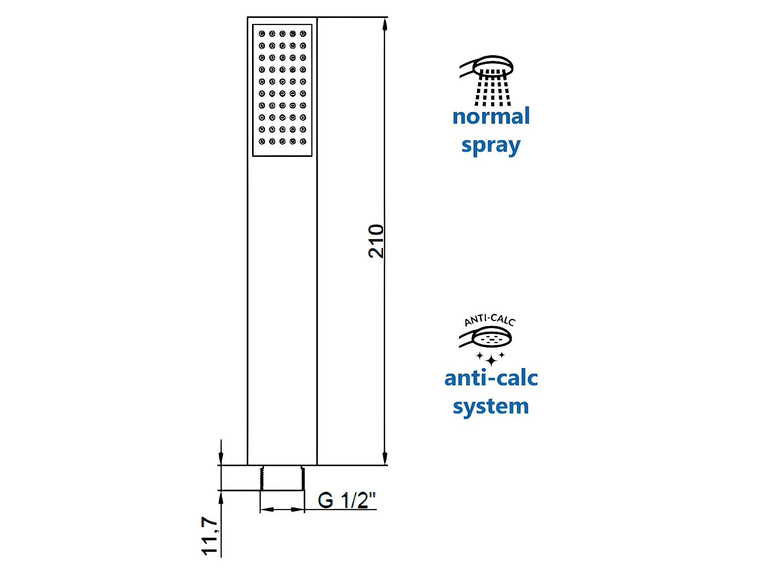 Pommeau De Douche Noir Forme Carree