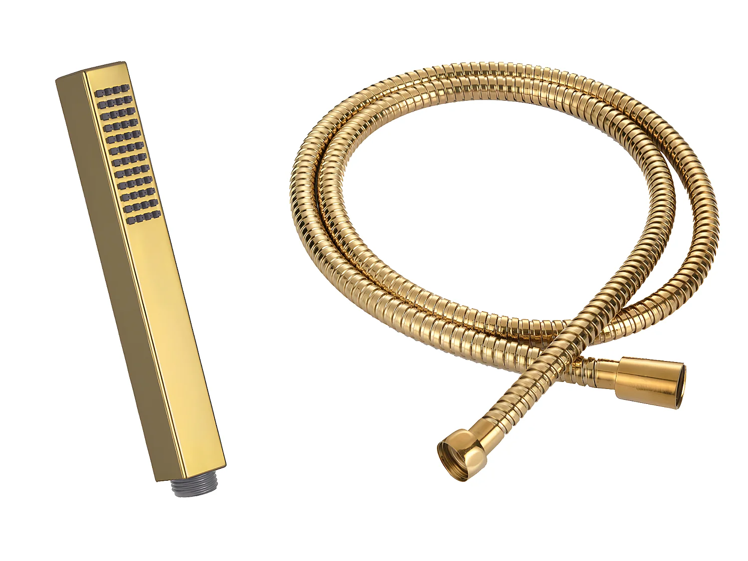 Pommeau De Douche Or Rectangle Avec Flexible De Douche Glamour