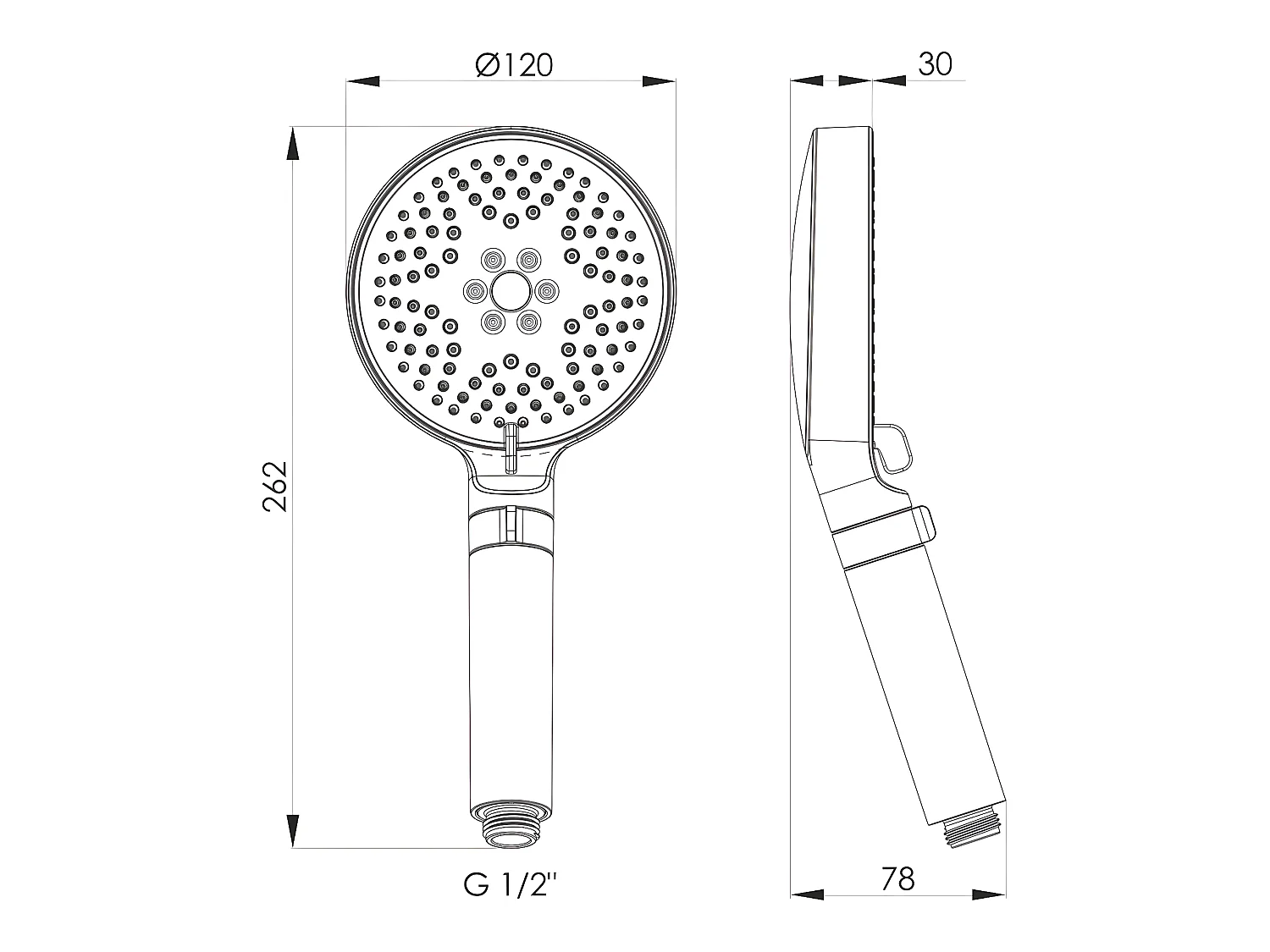 Pommeau De Douche Noir 3 Modes De Débit