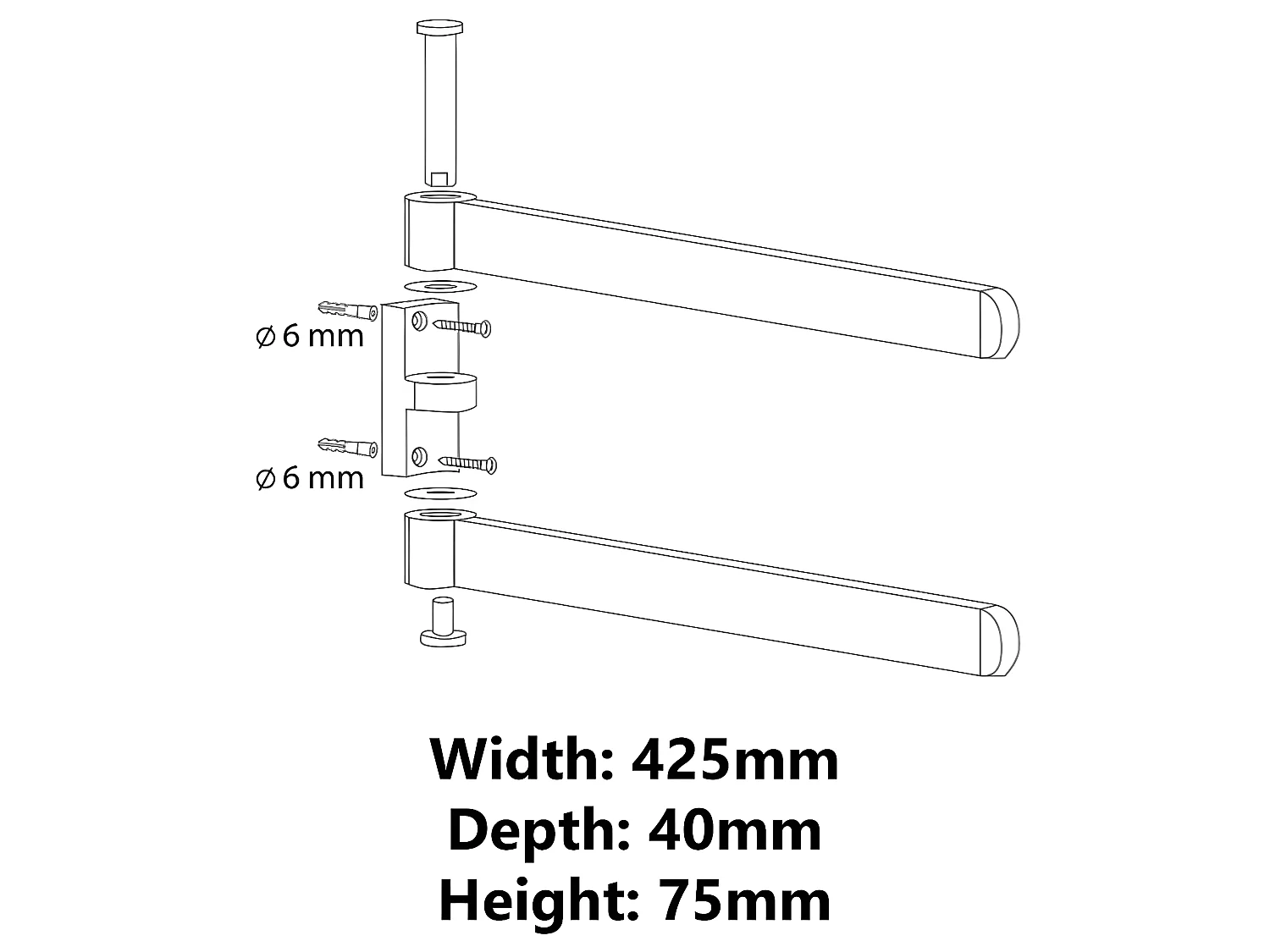 Porte Serviette Salle De Bain Noir Pivotant Double