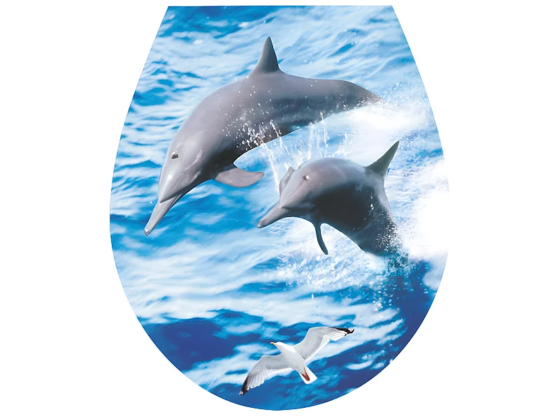 Coperchio del sedile del bagno a due delfini Coperchio WC Art 32x38cm