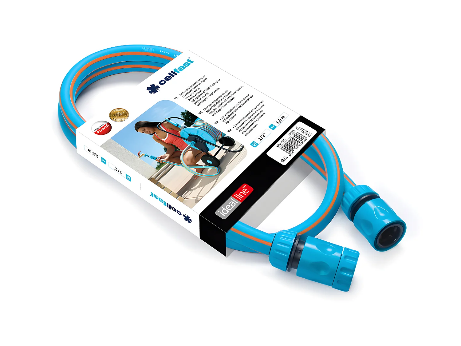 Tuyau Arrosage Bleu 1.5M 1/2 Avec Raccords