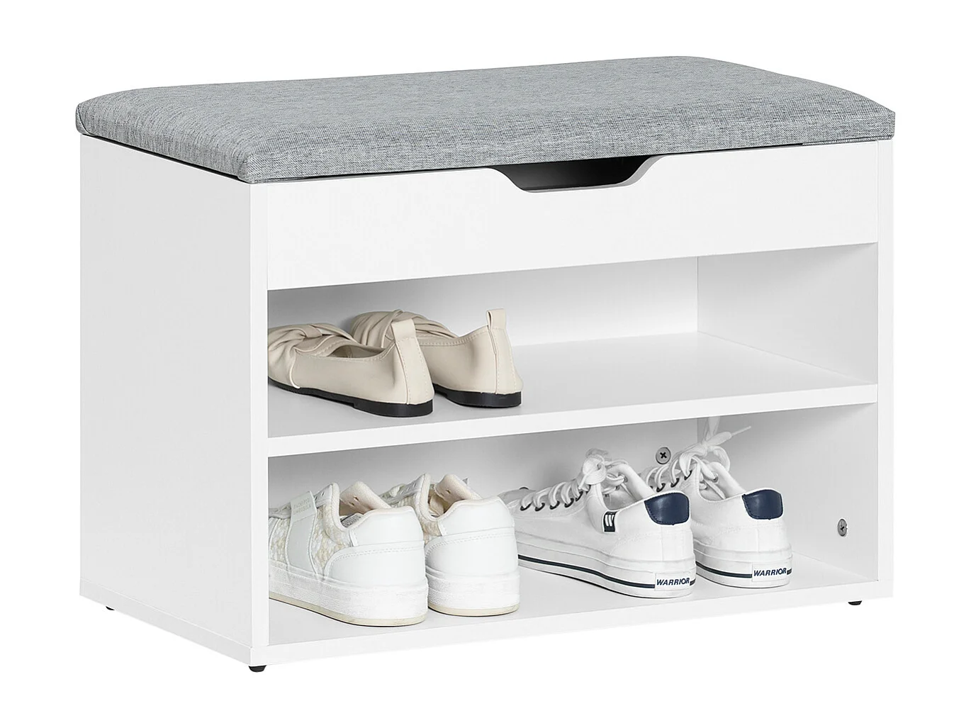 Banc de Rangement à chaussures 2 étages avec  Grise coussin Commode à Chaussures blanc, FSR25-HG