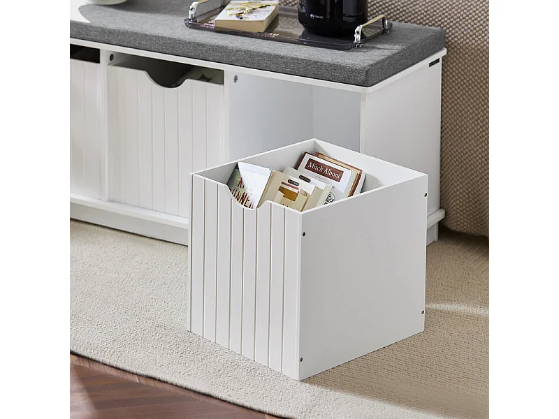 Banc de Rangement avec 3 cubes et coussin rembourré Meuble d'Entrée Commode à Chaussure, FSR30-W