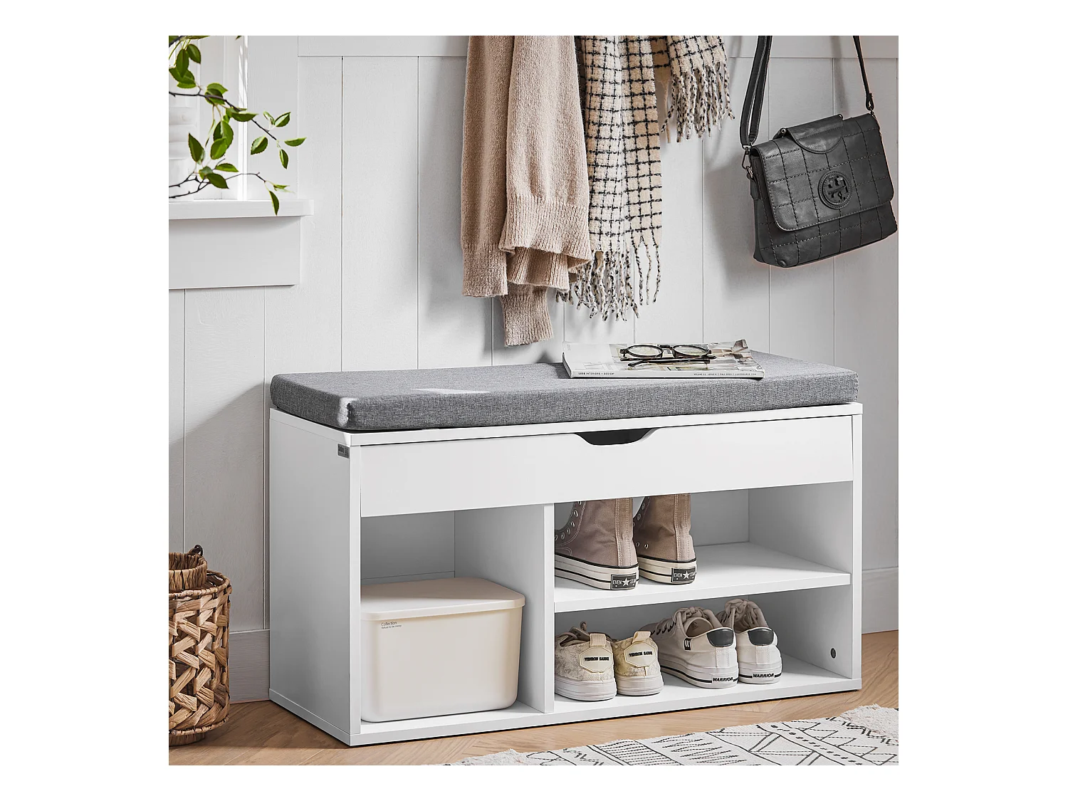 Ławka na buty z szufladą i siedziskiem FSR45-HG