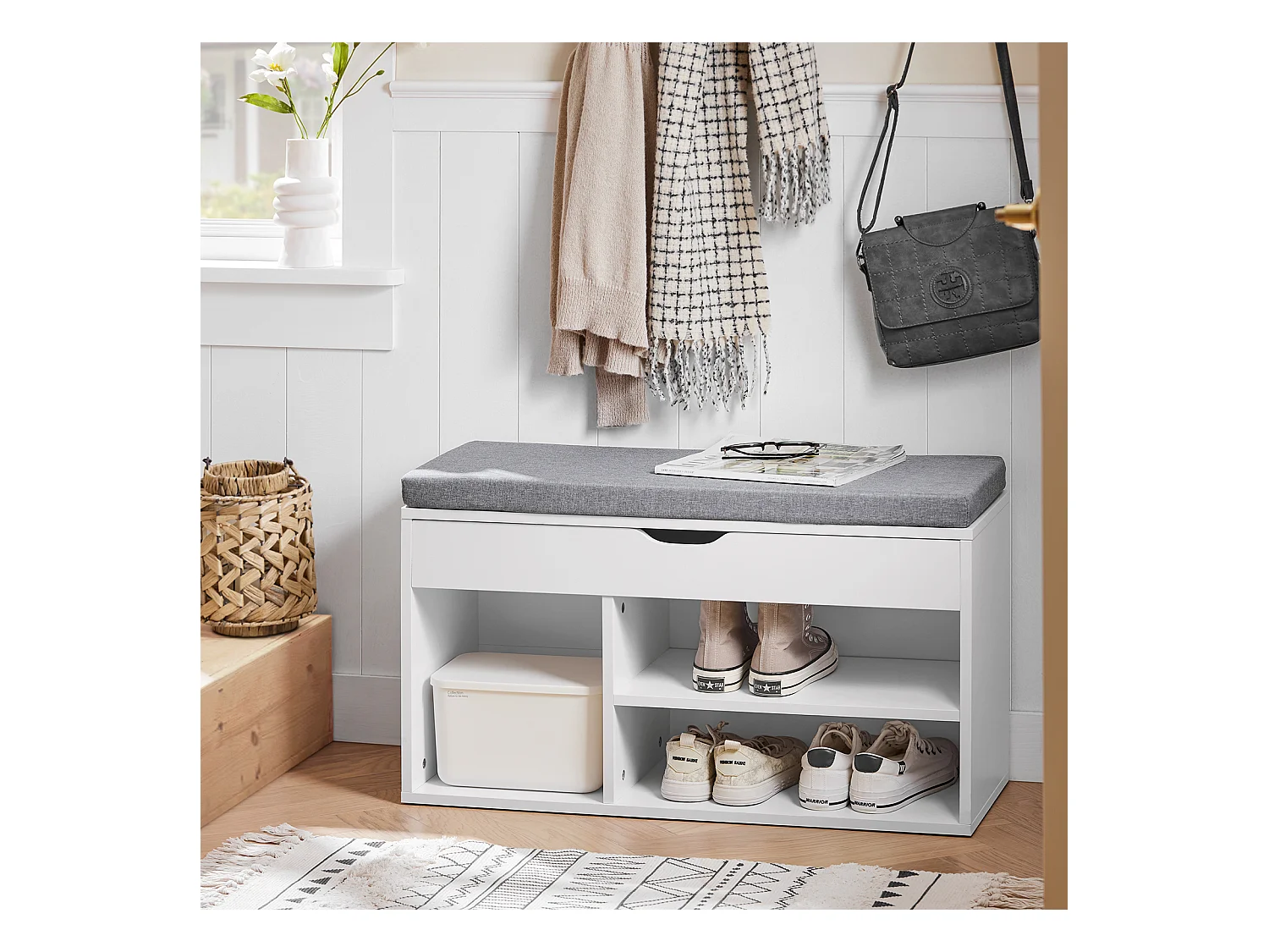 Ławka na buty z szufladą i siedziskiem FSR45-HG