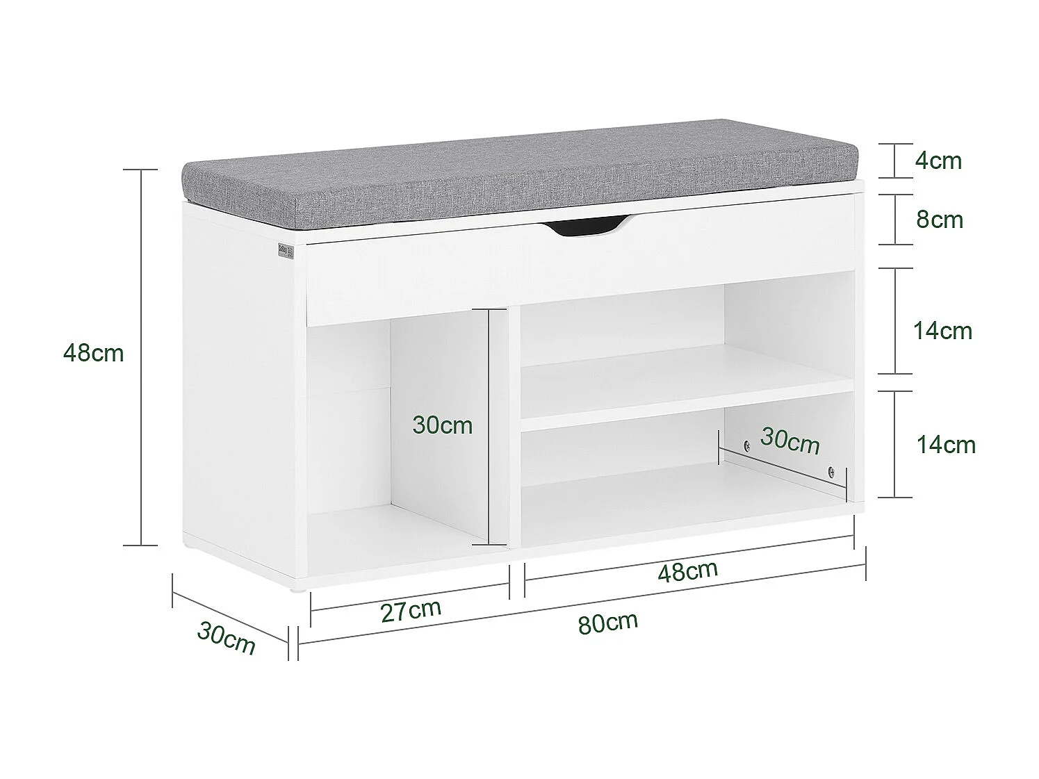 Banc de Rangement à Chaussures Bottes avec Coussin RembourréMeuble d'Entrée, FSR45-HG