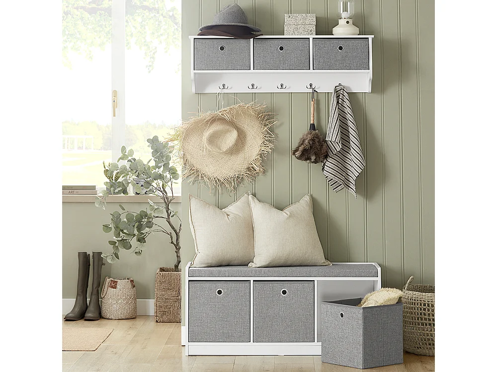 Zapatero Banco de Entrada con Tres cajones, Gris L102 x P32 x H45 cm FSR65-DG SoBuy ES