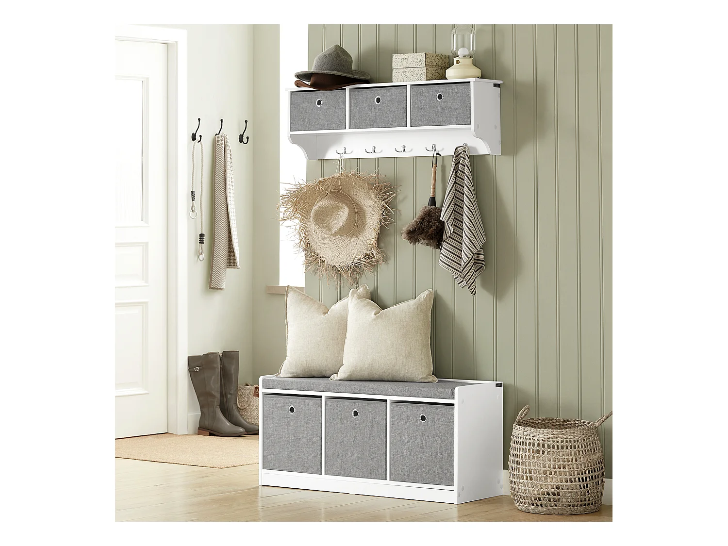 Ławka na buty z i siedzisko i 3 koszami FSR65-DG