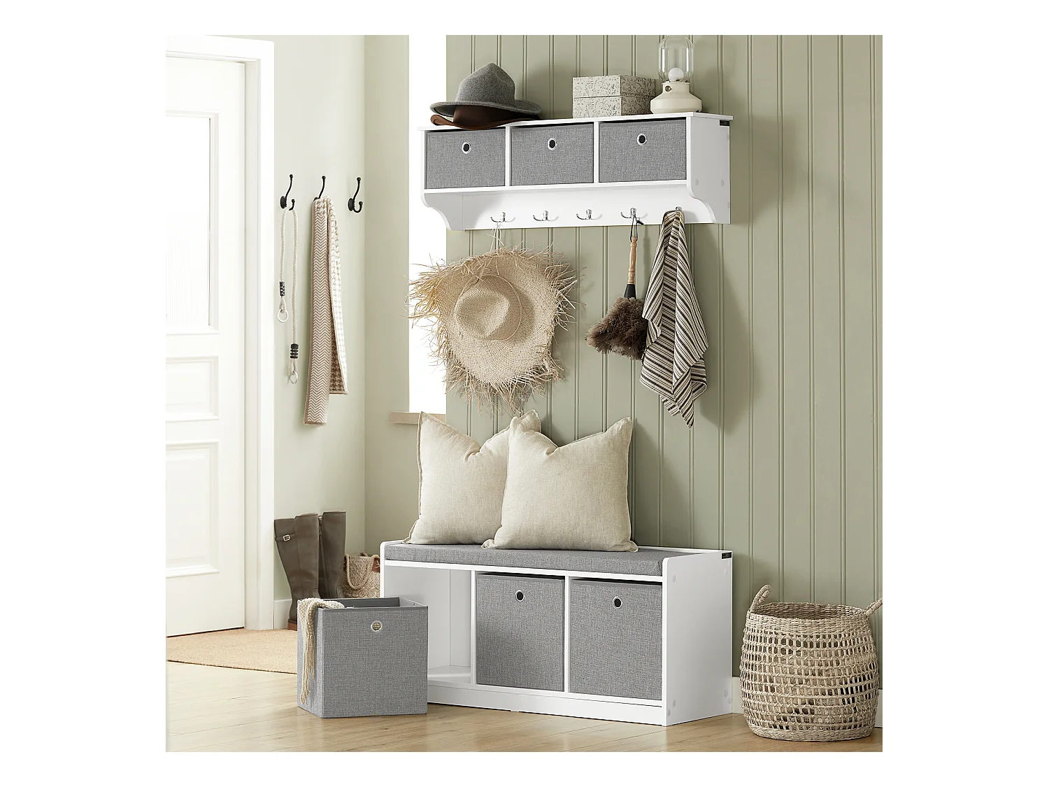 Ławka na buty z i siedzisko i 3 koszami FSR65-DG