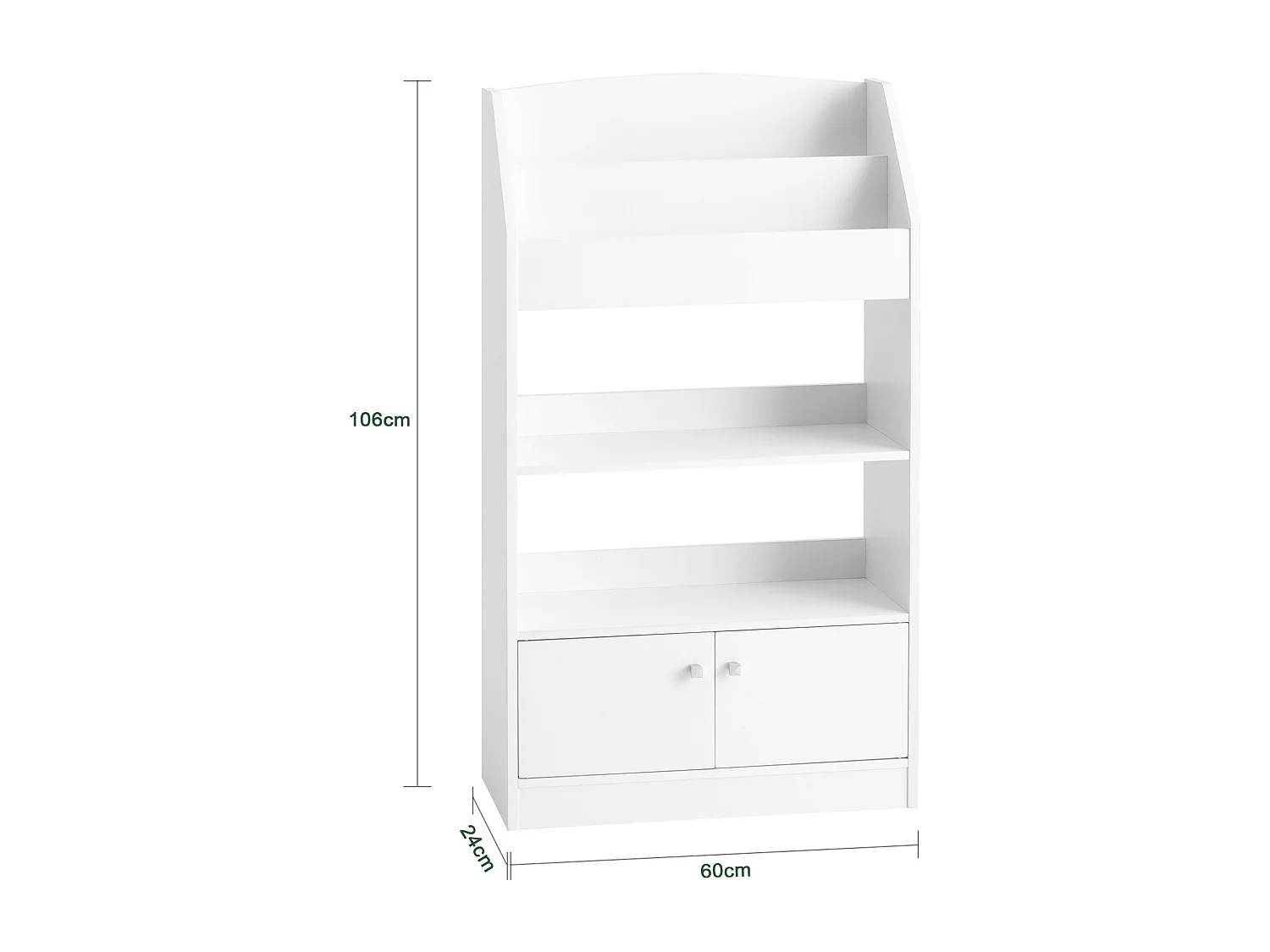 SoBuy KMB11-W Boekenrek Boekenplank Opbergvak Kinderplank Speelgoedkast met 2 planken