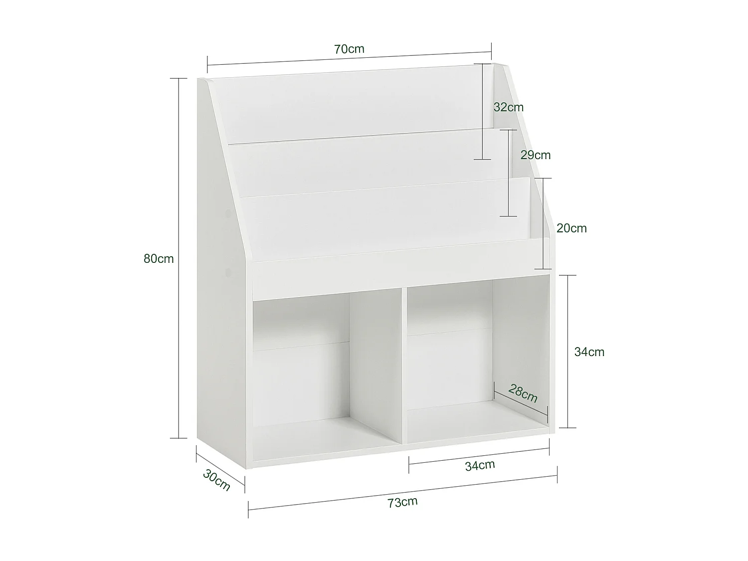 Bibliothèque Étagère à Livres Étagère de Rangement 3 Compartiments et 2 Cubes Ouverts, KMB01-W