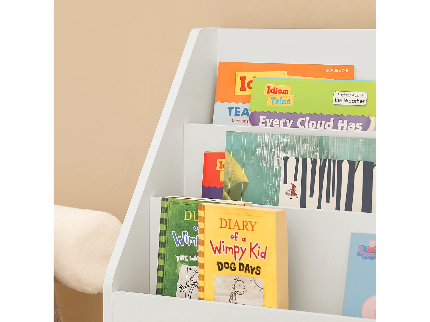 Bibliothèque Étagère à Livres Étagère de Rangement 3 Compartiments et 2 Cubes Ouverts, KMB01-W