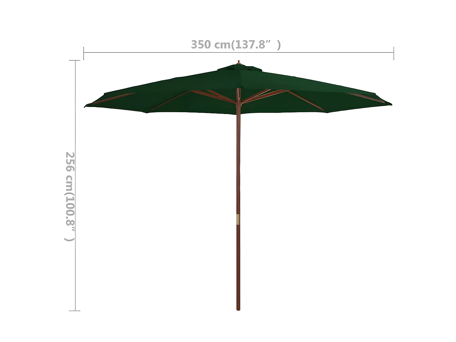 Ombrellone con palo in legno 350 cm verde 02_0008131