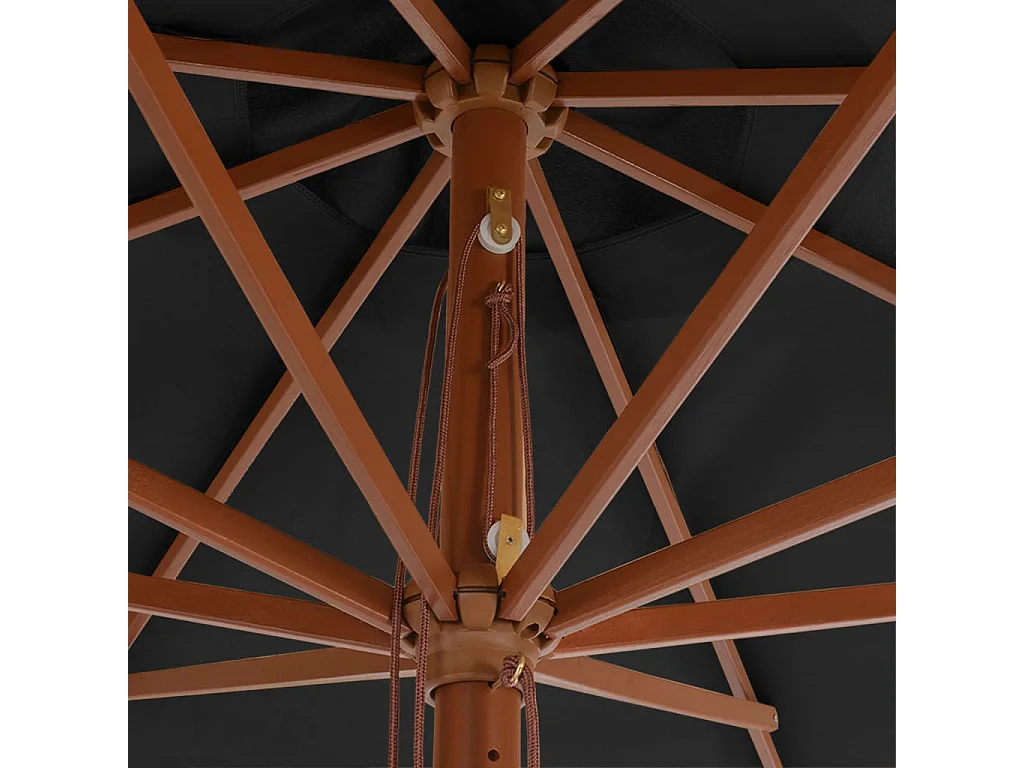 Parasol avec mât en bois marron 350 x 350 x 256 cm 02_0008126