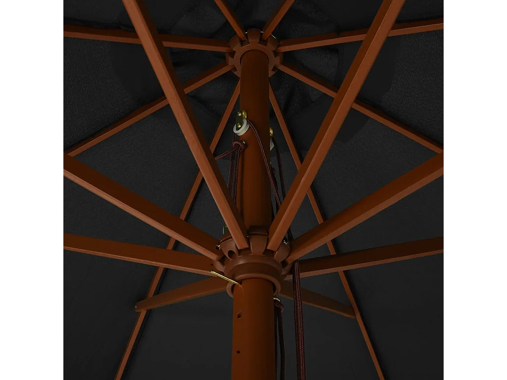 Parasol avec mât en bois marron 330 x 330 x 254 cm 02_0008119