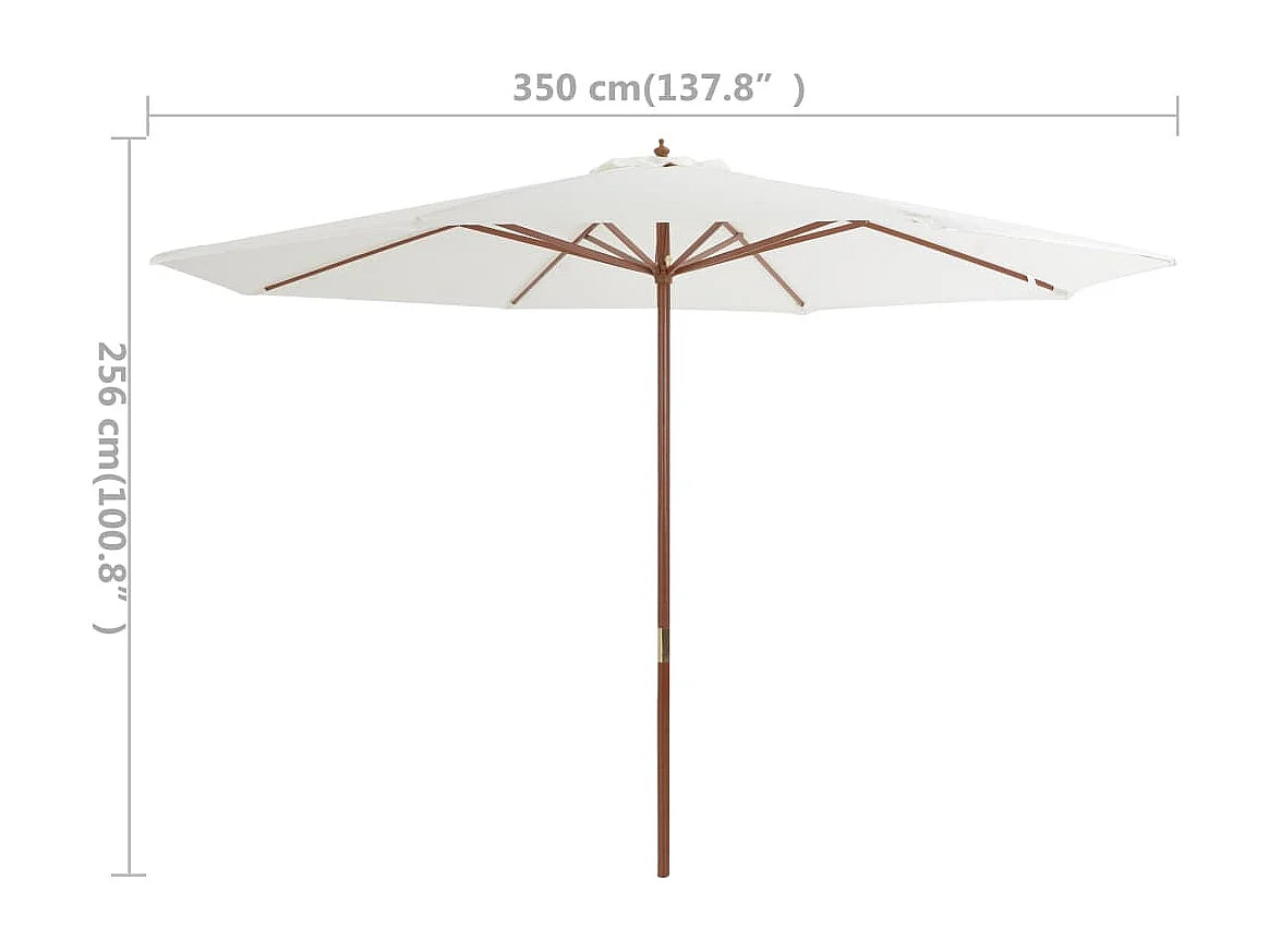 Parasol avec mât en bois blanche 350 x 350 x 256 cm 02_0008127