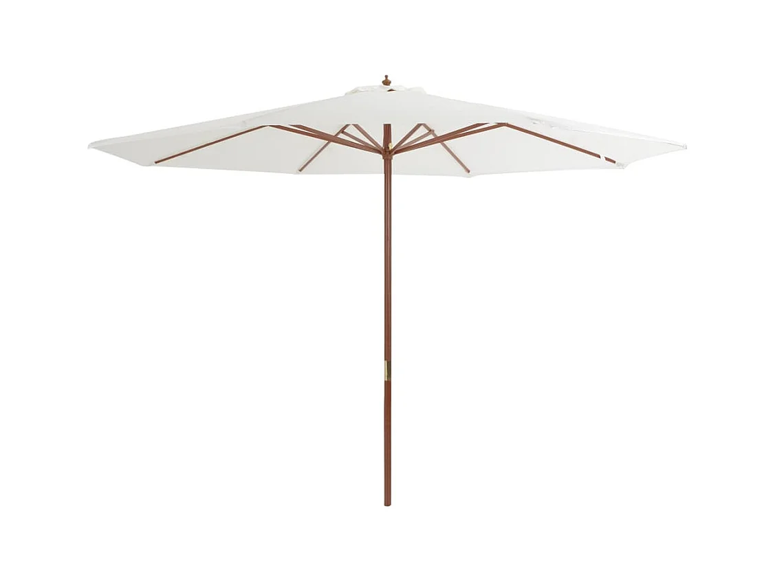 Ombrellone con palo in legno 350 cm bianco sabbia 02_0008127