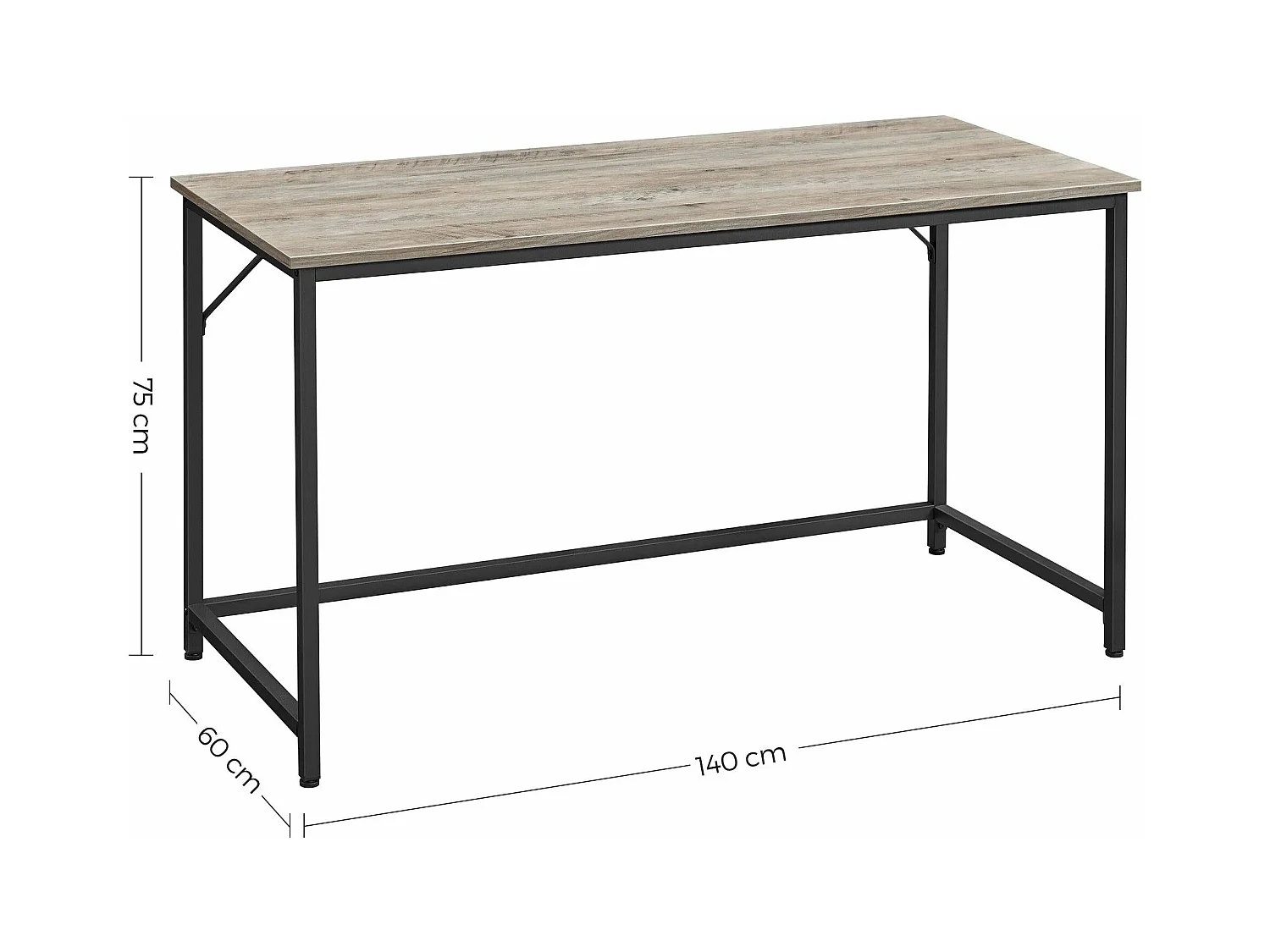 Tavolo scrivania postazione di lavoro 140 x 60 x 75 cm per ufficio soggiorno camera da letto montaggio semplice metallo stile industriale greige e nero 12_0001298