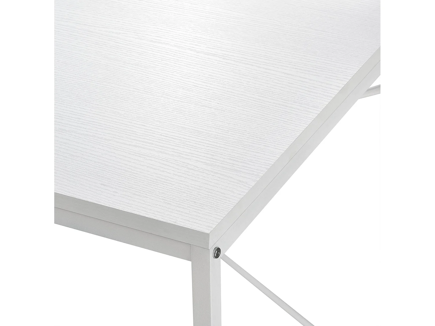 Scrivania con ripiani postazione tavolo da ufficio pannello in fibra di legno melaminico e metallo 122 x 120 x 64 cm bianco 03_0001139