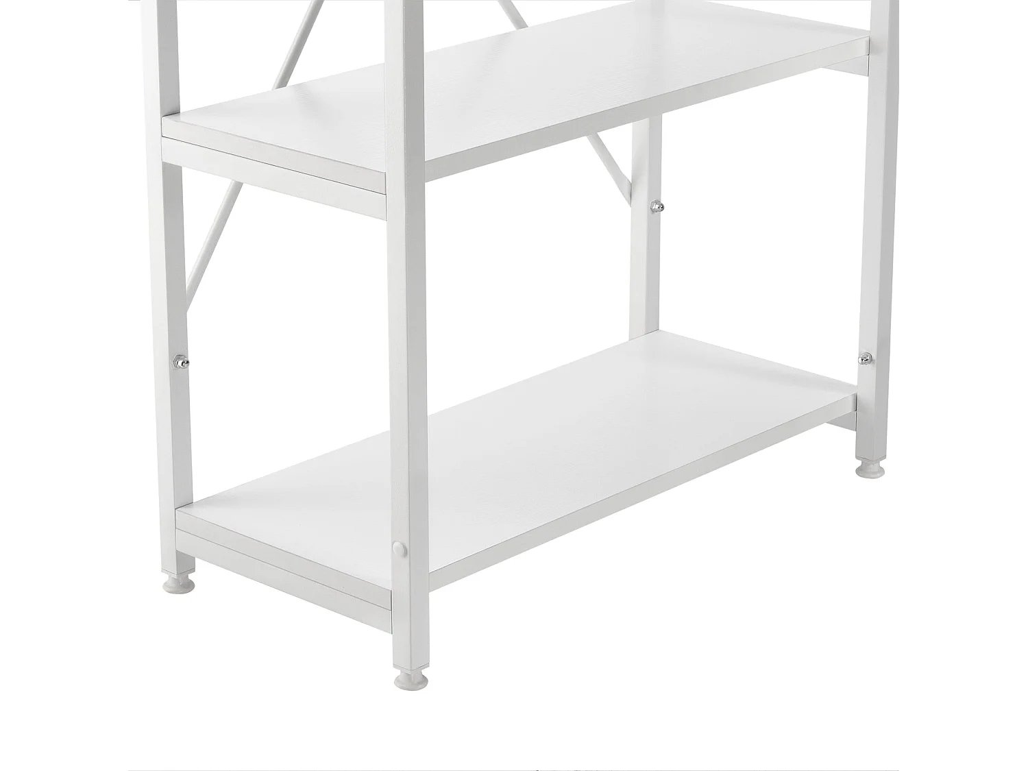 Scrivania con ripiani postazione tavolo da ufficio pannello in fibra di legno melaminico e metallo 122 x 120 x 64 cm bianco 03_0001139