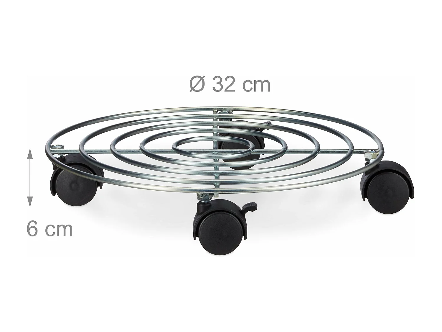 Soporte para plantas con ruedas y frenos macetero redondo de metal 32 cm 13_0002153