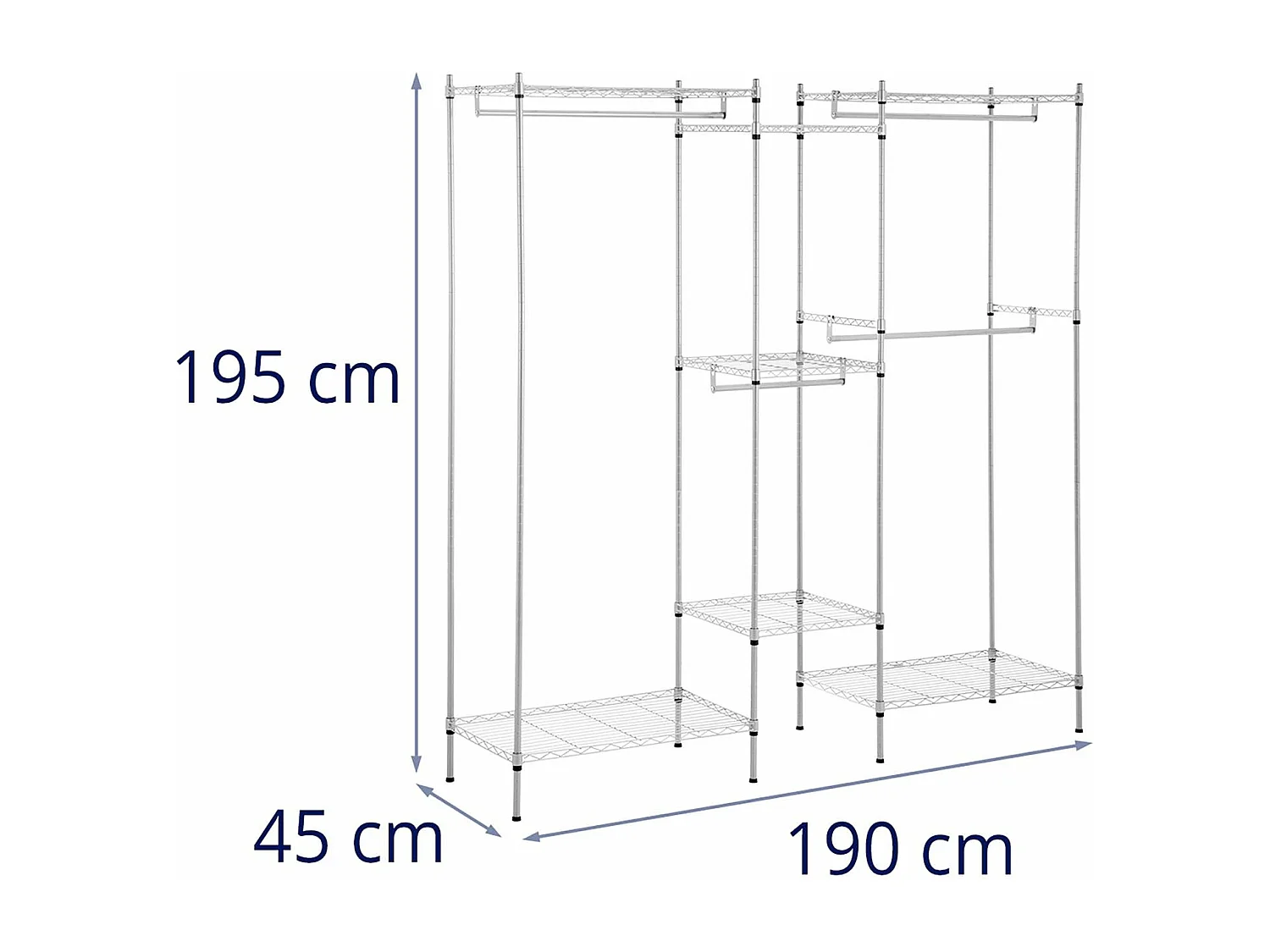 Perchero 190 x 45 x 195 cm Perchero resistente de 210 kg Perchero de metal 14_0005195