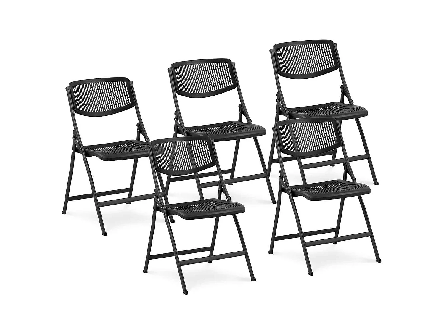 Lot de 5 chaises restaurants, les cafés, les bureaux et les salles d'attente 150 kg max conception pliante noir 14_0006014