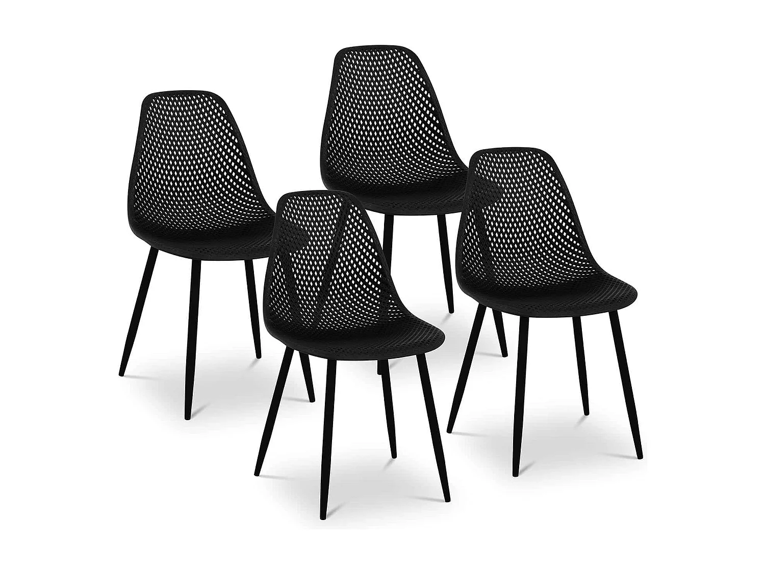 Lot de 4 chaises salon salle à manger restaurants, les cafés, les bureaux et les salles d'attente 150 kg max noir 14_0006004