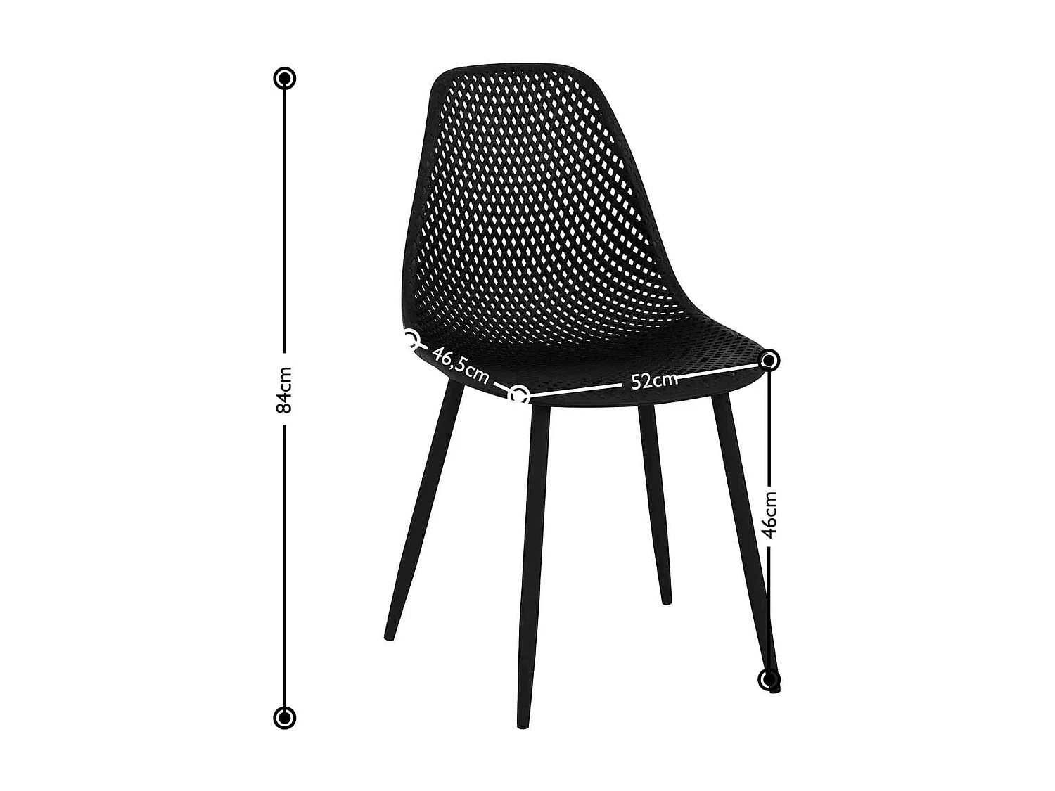 Lot de 4 chaises salon salle à manger restaurants, les cafés, les bureaux et les salles d'attente 150 kg max noir 14_0006004