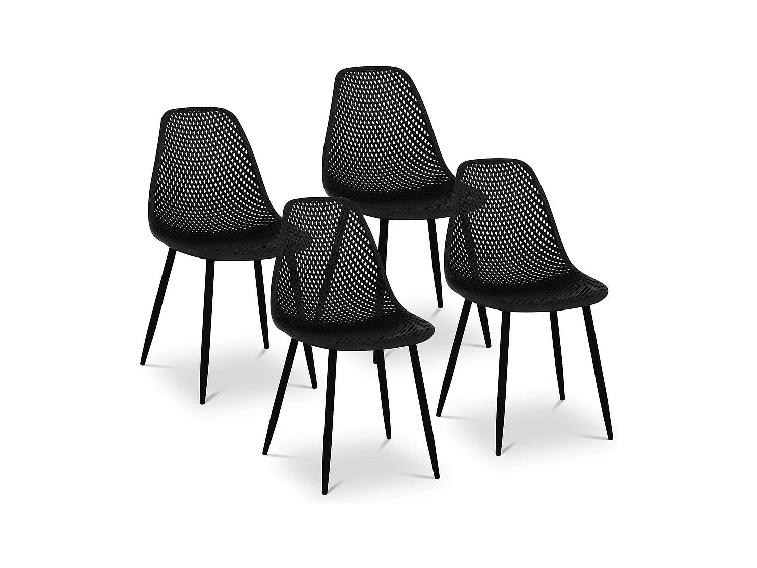 Lot de 4 chaises salon salle à manger restaurants, les cafés, les bureaux et les salles d'attente 150 kg max noir 14_0006004