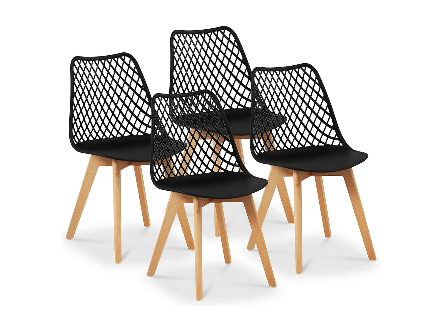 Lot de 4 chaises salon salle à manger restaurants, les cafés, les bureaux et les salles d'attente 150 kg max noir 14_0006012