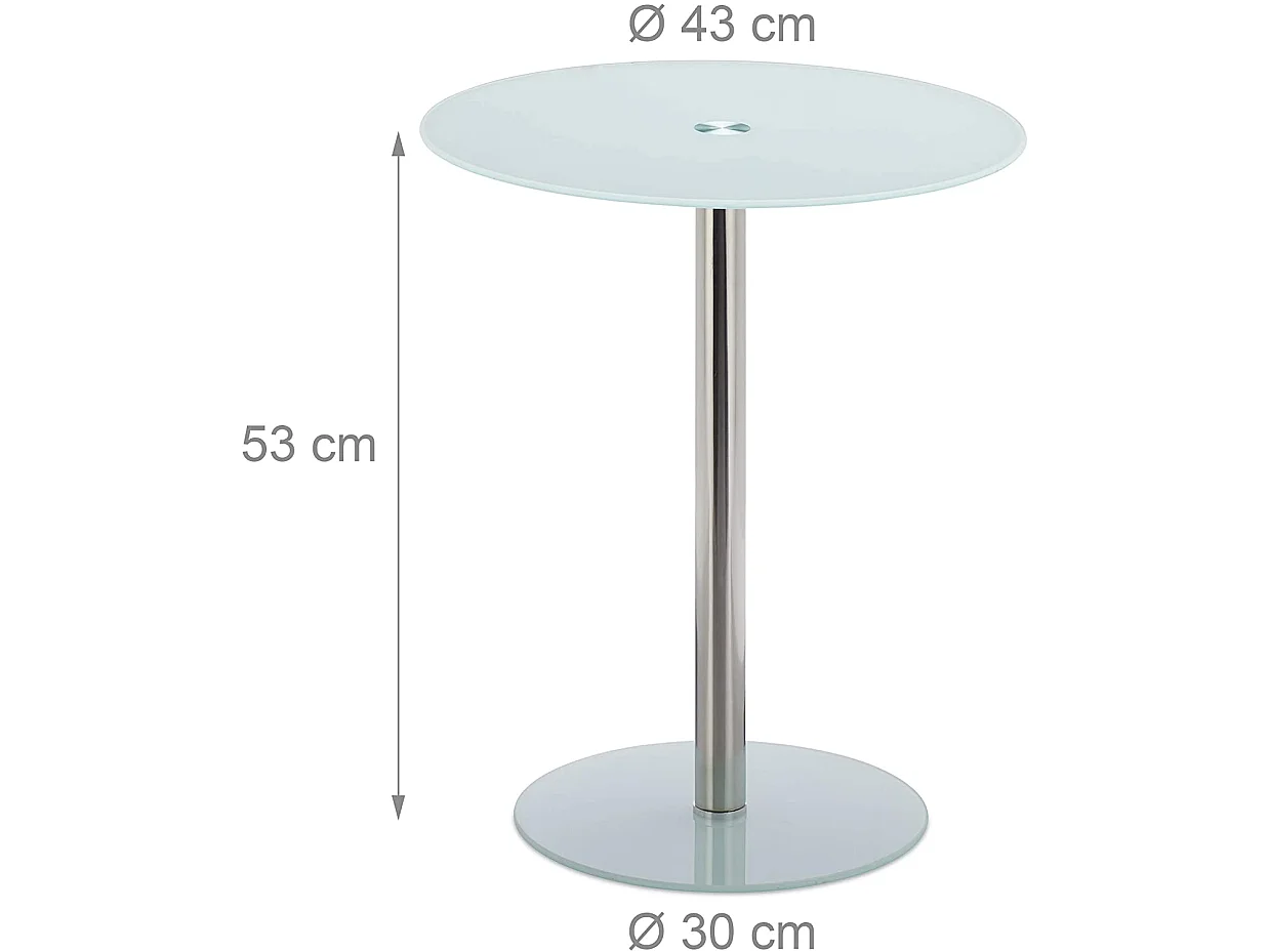 Table basse d’appoint ronde verre blanche 43 x 43 x 53 cm 13_0002680