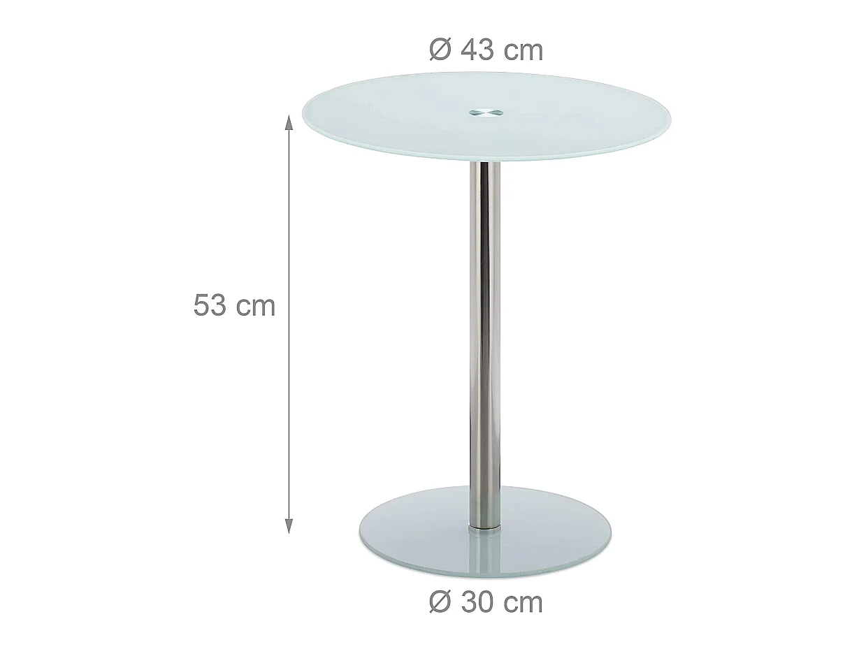 Mesa de centro auxiliar redonda diámetro 43 cm y cristal blanco 13_0002680