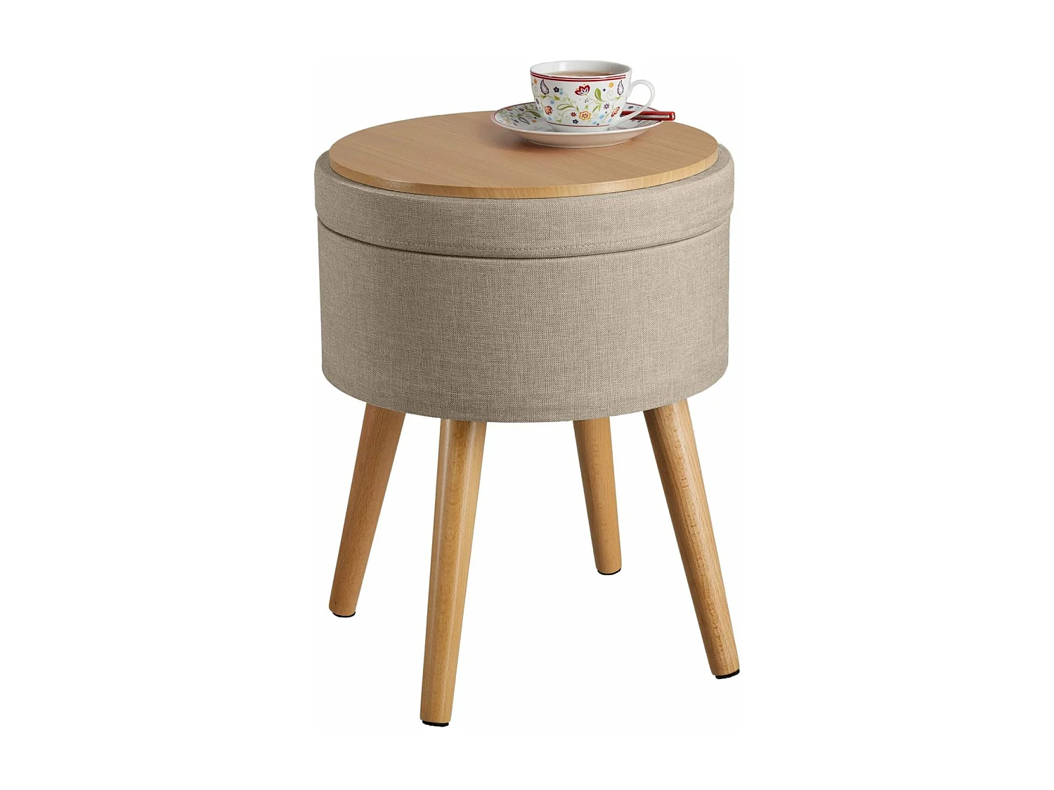 Tabouret siège pouf avec beige 35.5 x 35.5 x 45.5 cm 08_0000558